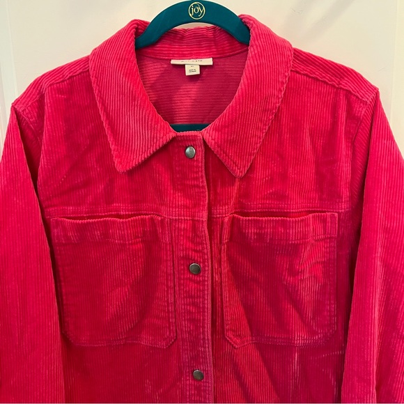 ON 34th Like NEW Vibrant Hot Pink Wide Wale Corduroy Snap Up Jacket - Picture 5 of 13